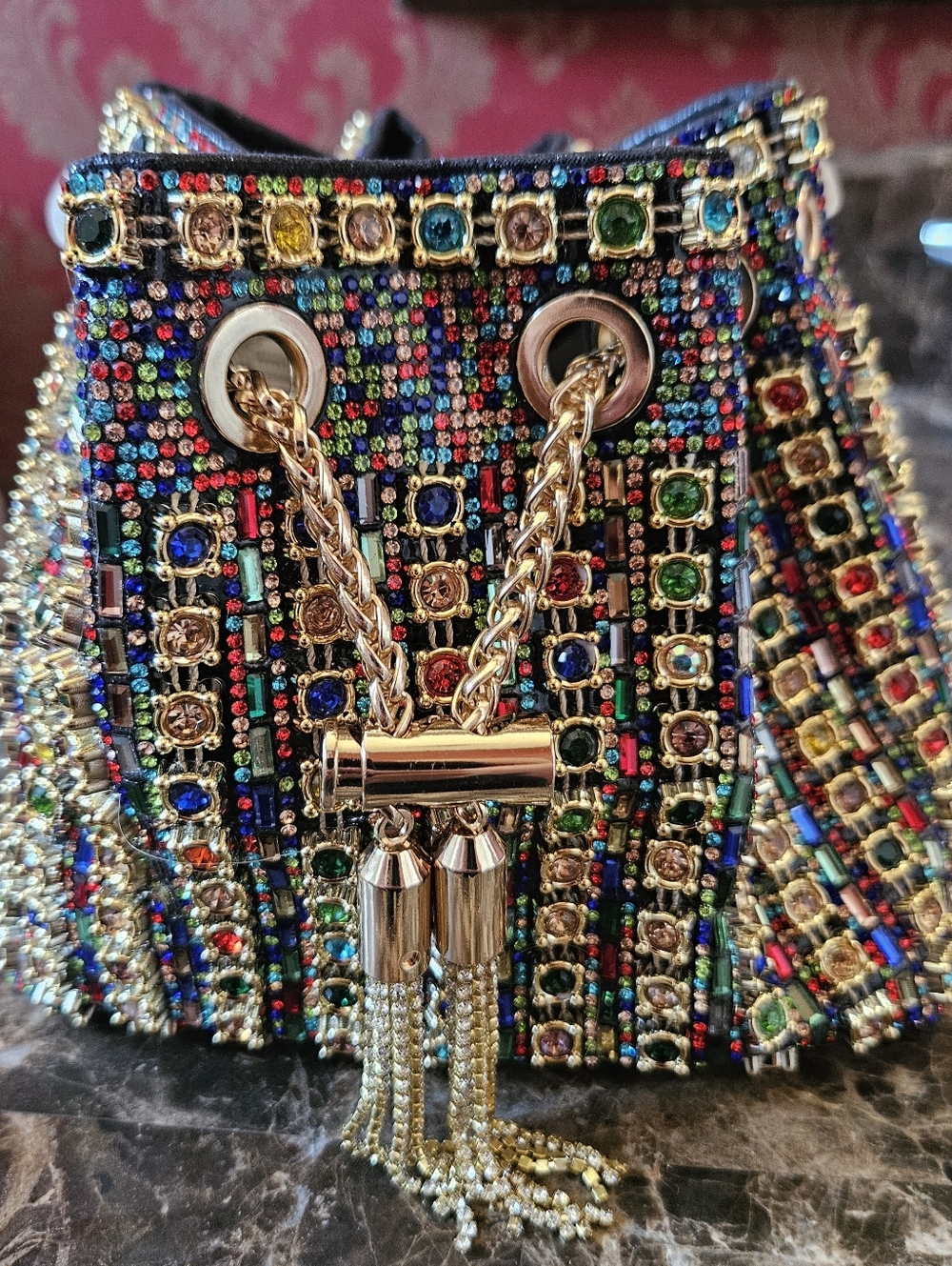JEWELED HANDBAG, Multi Jeweled Purse
